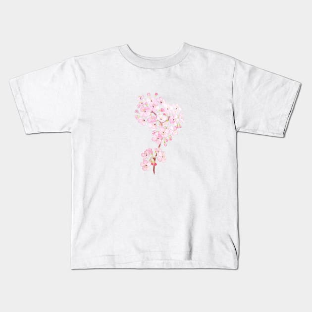 cherry blossom ink and watercolor 2 Kids T-Shirt by colorandcolor